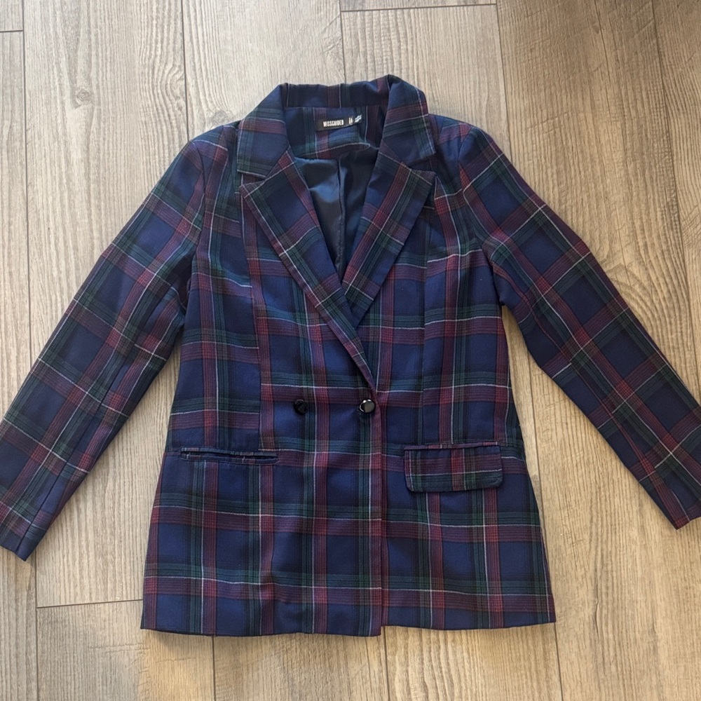 Missguided Multicolor Plaid Blazer
